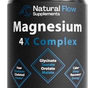 Natural Flow Complexe de magnésium 4X (200 mg de magnésium élémentaire), 120 capsules